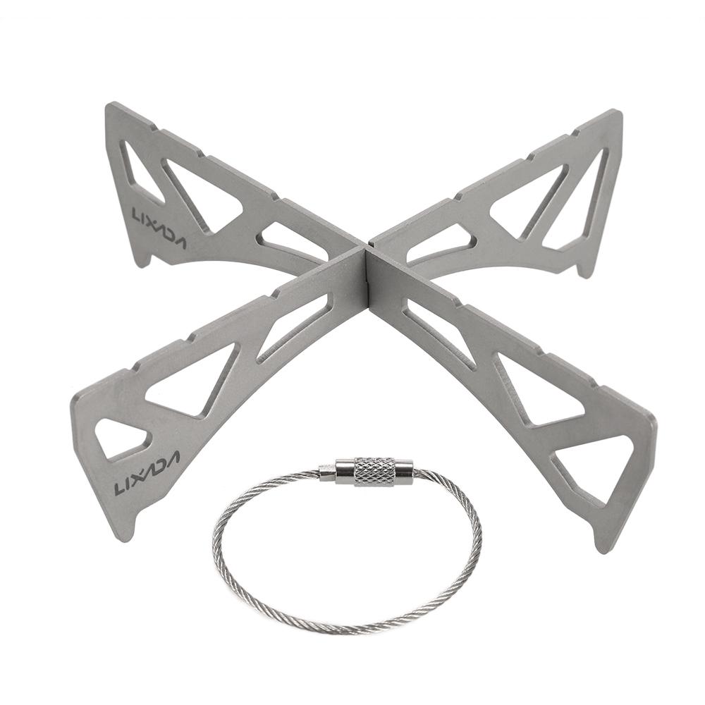 Lixada Outdoor Portable Mini Stove Rack Titanium/Stainless Steel Cross Stand Stove Bracket Pot Rack Steaming Rack for Reactor