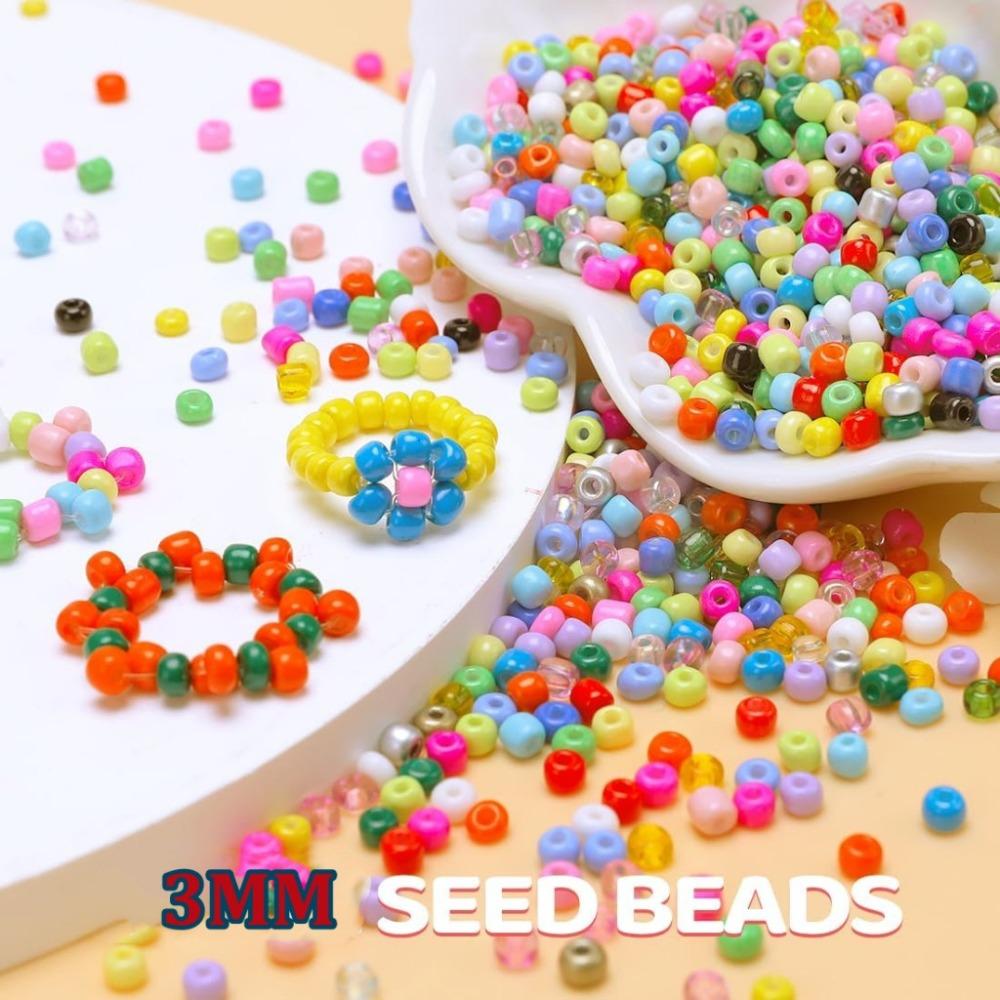 28+2Grid Jewelry Making 3mm Glass Beads Set with Letter Bead Premium Glass Rice Beads Set Friends