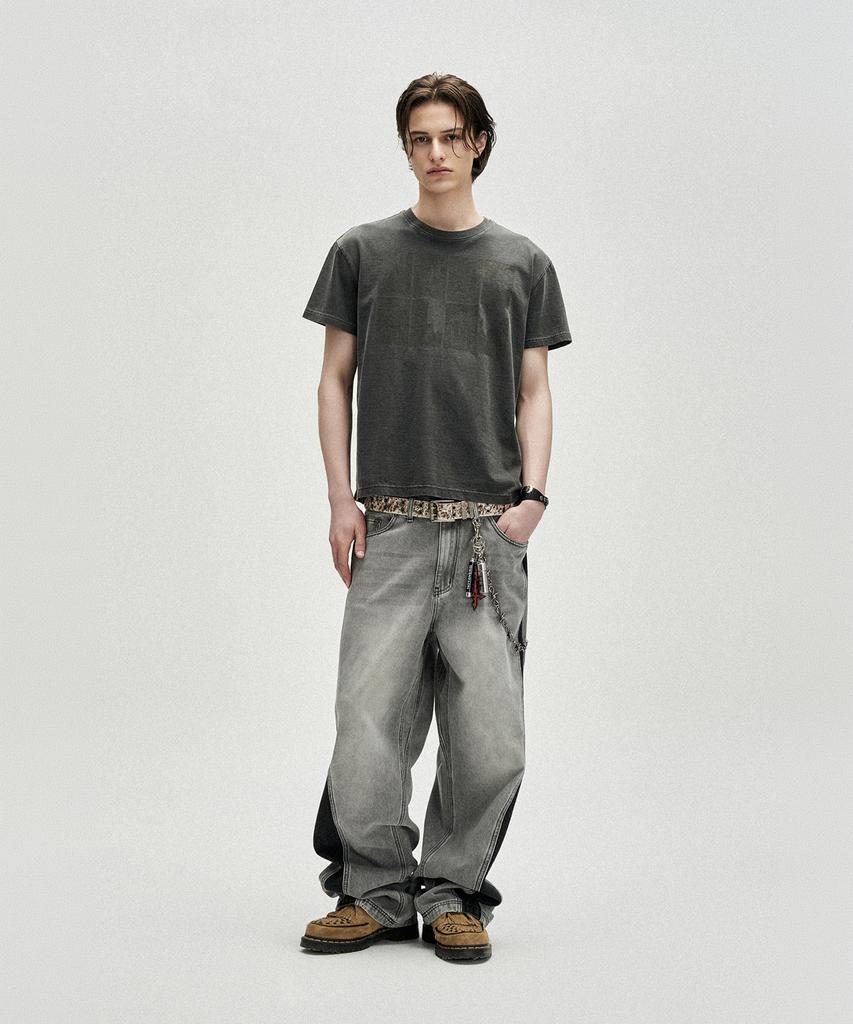 NOT4NERD Cathedral Afterimage Pigment Regular Fit T-Shirts - Charcoal