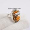 Oyster Copper Turquoise Ring: Sterling Silver Hexagon Ring, Orange Gemstone