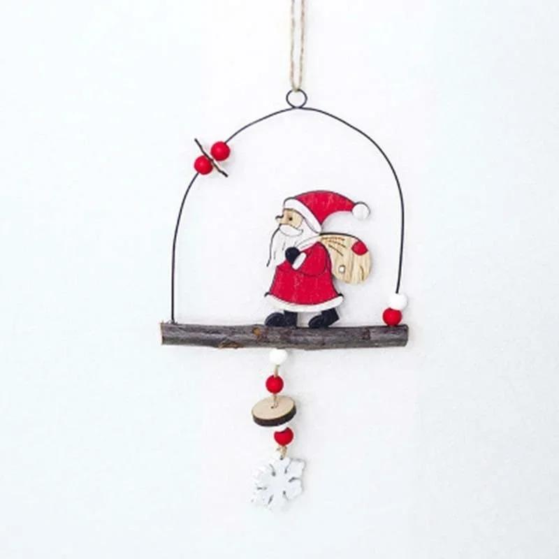 

Рождественская серия Стиль Металл Дерево Форма фонаря Подвесной декор Рождественская елка Стоящий Санта Клаус Подвеска на дверь Товары для вечеринок Santa Claus