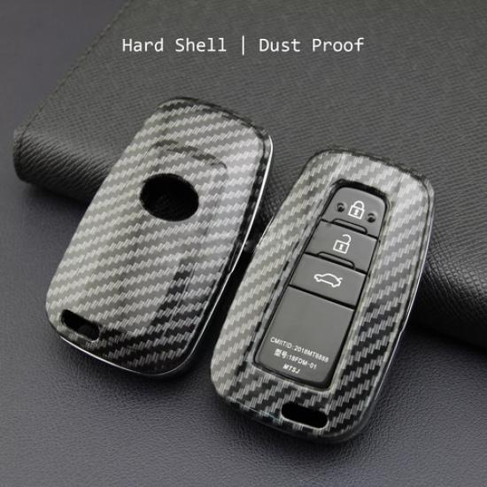 Carbon Fiber Smart Key Fob Cover Case For Toyota RAV4 Camry CHR Prado Avalon