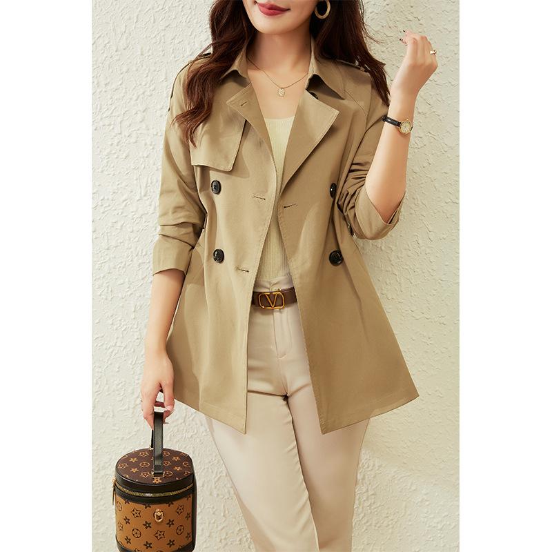 Refreshing Trench Coat, Crisp and Stylish Coat, Women's Clothing, Spring and Autumn Medium and Long Spring Models, New Double-breasted Buttons