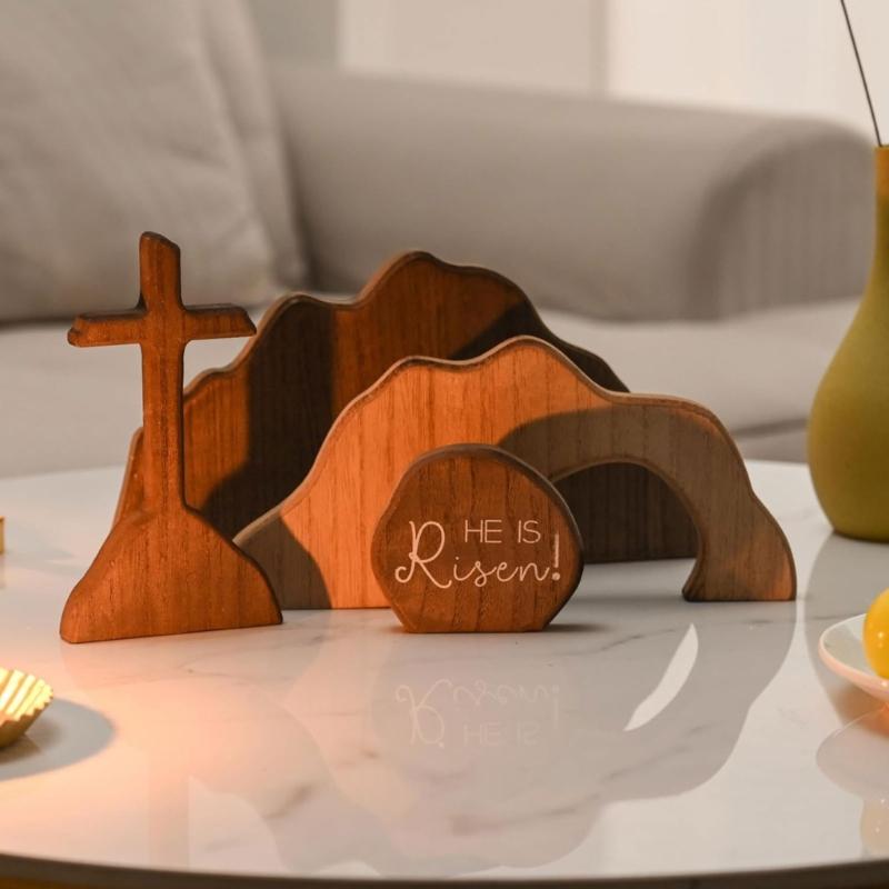 Traditionelle Berg-Grab-Ausstellung aus Holz mit beweglichem Stein für Zuhause
