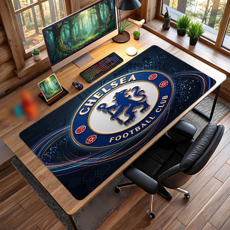 Tappetino per Mouse Grande Stampato Chelsea FC, Tappetino da Scrivania Gaming Morbido in Gomma Antiscivolo per Decorazione Ufficio Laptop Computer