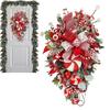 2025 Christmas Door Wreath Red And Candy Cane Teardrop Ornaments With Balls For Home Outdoor Decoration Christmas Flower