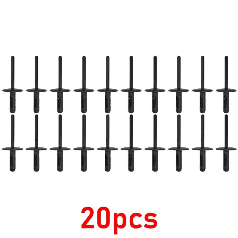 Universal Plastic Pop Blind Rivets for Wheel Arch Mudguard Side Skirt Sills Bumper Trim Clips Auto Body Fasteners Car Exterior Repair Accessories 20PCS чёрный
