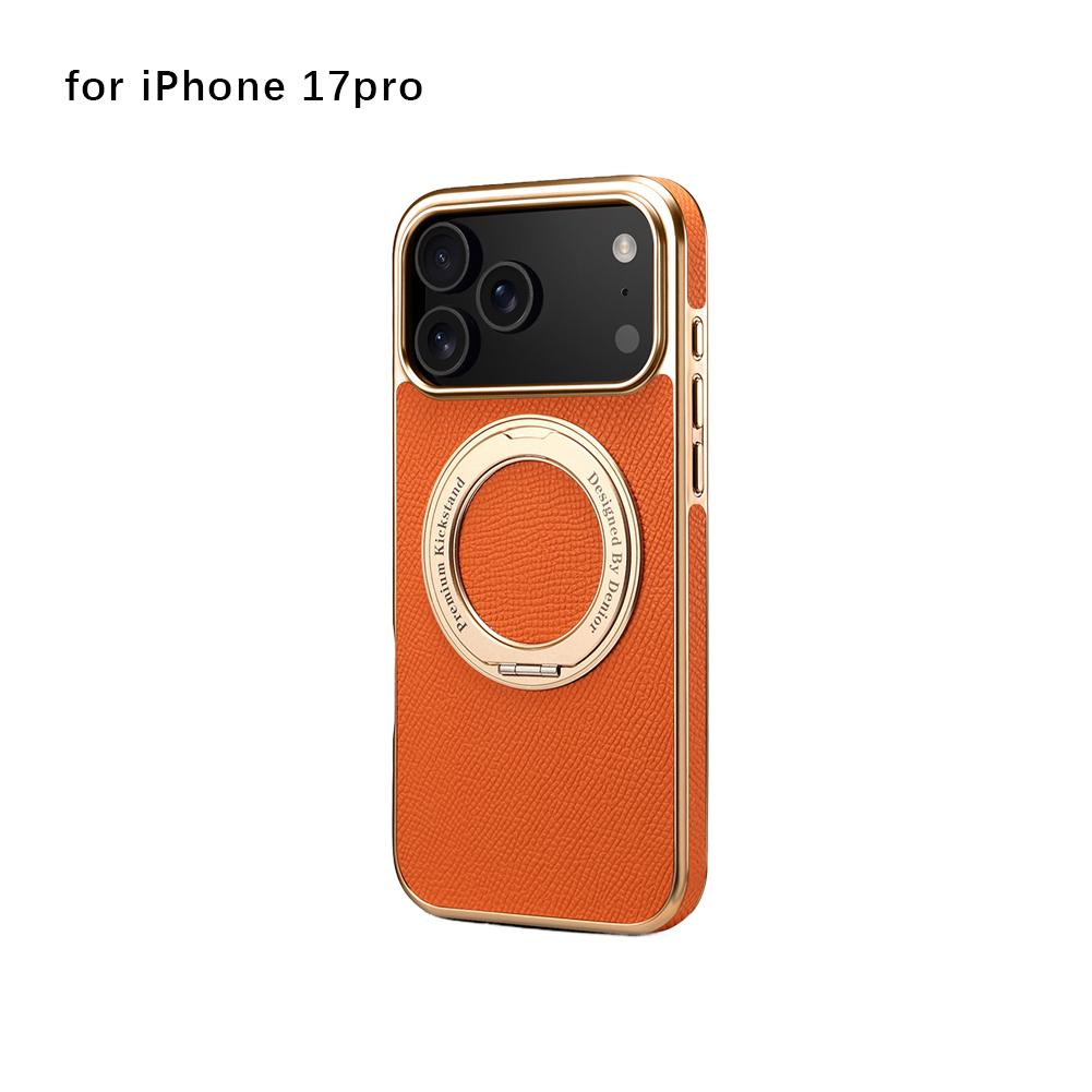 Wysokiej jakości etui na telefon z prawdziwej skóry bydlęcej dla iphone 17 Air 16 Pro Max 15 14 13 Promax Magnetyczny Niewidoczny Pierścień z Uchwytem Pokrowiec