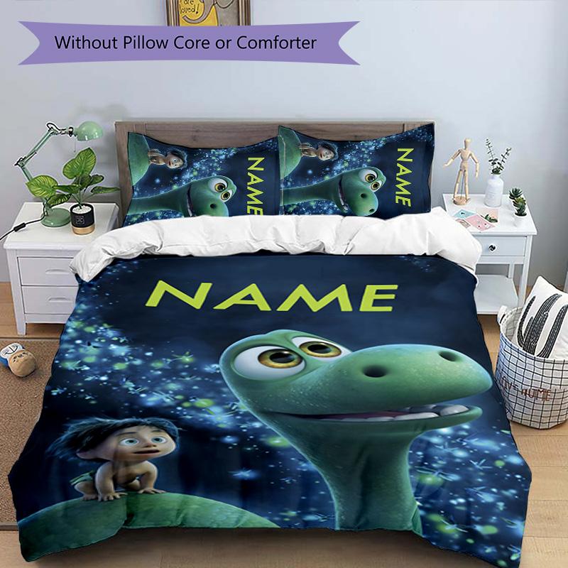 3pcs The Good Dinosaur1 Cover Set - Personalized Name, HD Printed Bedding with 1 Cover and 2 Pillowcases - Perfect for Home Decor, Easy Care