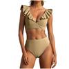 Women's Ruffled V-Neck Bikini Set High Waist Two-Piece Swimsuit with Shoulder Straps, , Sizes S-XL