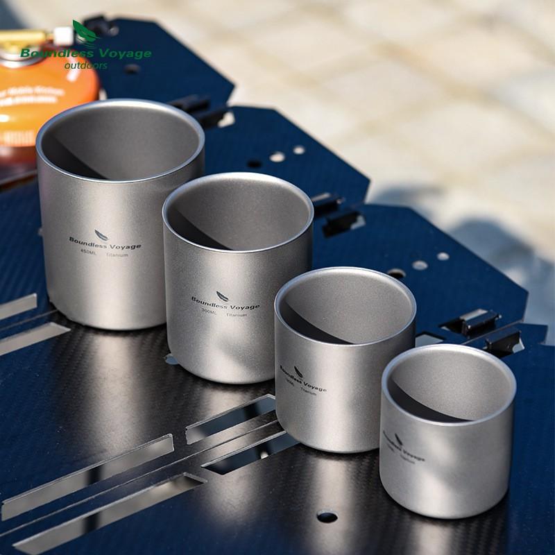 Pure Titanium Double Wall Insulated Travel Mug Coffee Tea Outdoor Camping Lightweight Thermal Cup