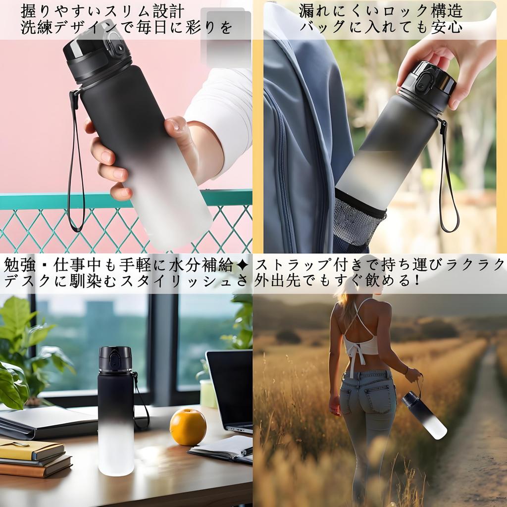 IOLOYU 1 Liter Water Bottle, 1000ml Large Capacity, Easy to Clean, Stylish, Large, Lightweight Sports Bottle, Plastic, BPA-Free, Large, Hand-Purpose