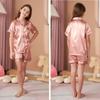 Sleeve Children Short Pajamas Set Summer Clothing Polyester Material Color Solid