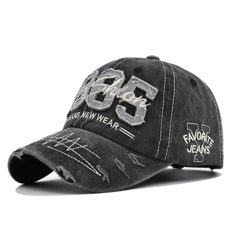1985 Geborduurde Baseballpetten voor Mannen Vrouwen Vintage Gewassen Katoen Verstelbaar Outdoor Zon Hoeden Unisex Streetwear Hip Hop Petten (black,54-60cm)