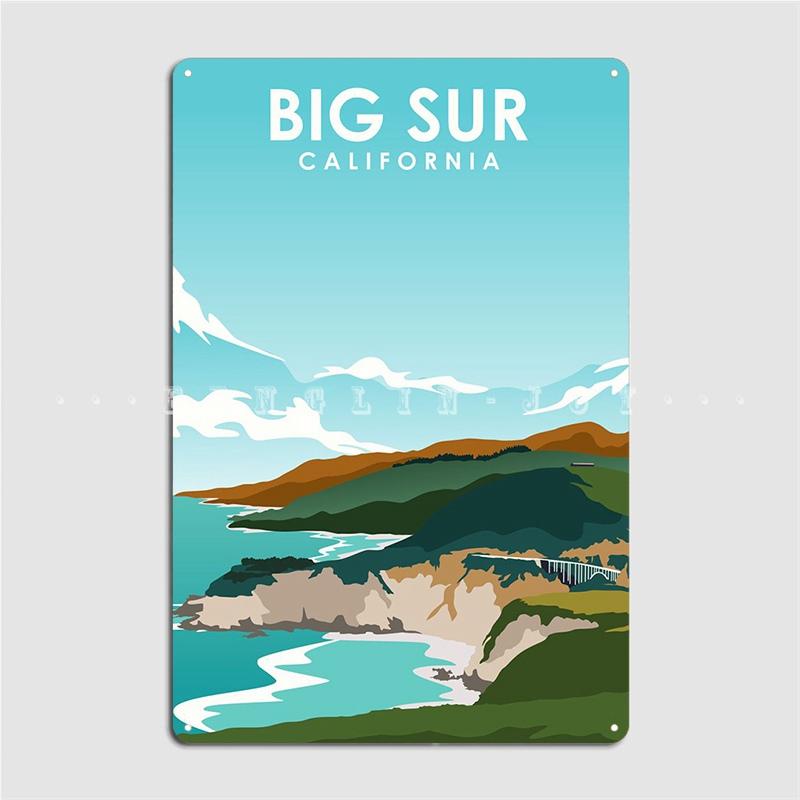 

Металлическая табличка Big Sur California Пещера Паб Персонализированный Кинотеатр Гостиная Настенный декор Жестяная табличка Постеры 20x30cm