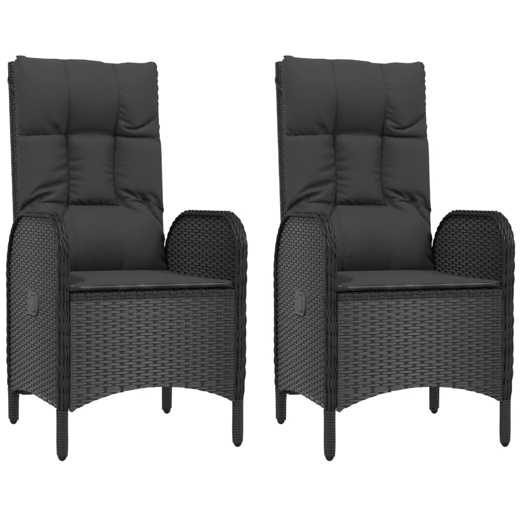 Vidaxl 3-Cz. Garden Furniture Set With Cushions, Black PE Rattan