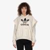 adidas Originalus Trefoil raidžių logotipo spaudas su raišteliu moteriškas džemperis smėlio spalvos IC5592
