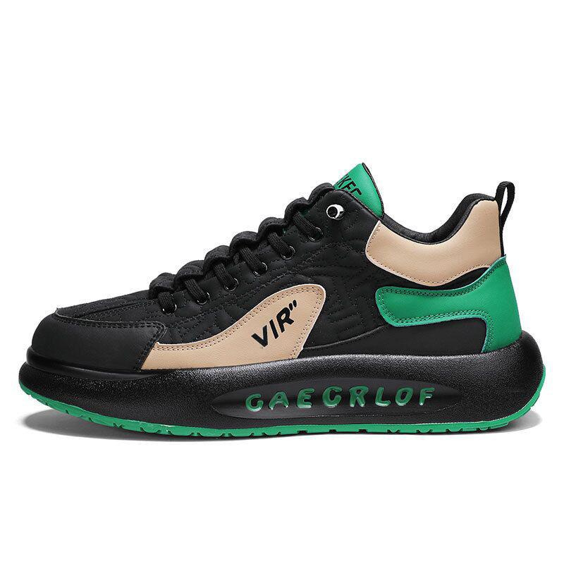 Herren Koreanische Version Leder Board Schuhe für Herbst und Winter Dicke Sohlen mit Komfortablem Leichtem Design Mesh-Futter