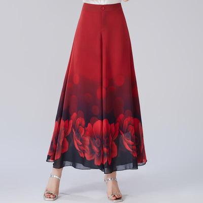 Pantaloni Eleganti in Chiffon Estivi Moda Donna Vita Alta Gamba Larga Abbigliamento Vintage