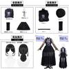The Addams Family Wednesday Cosplay Costume With Black Hollow Out Dress For Halloween And Party