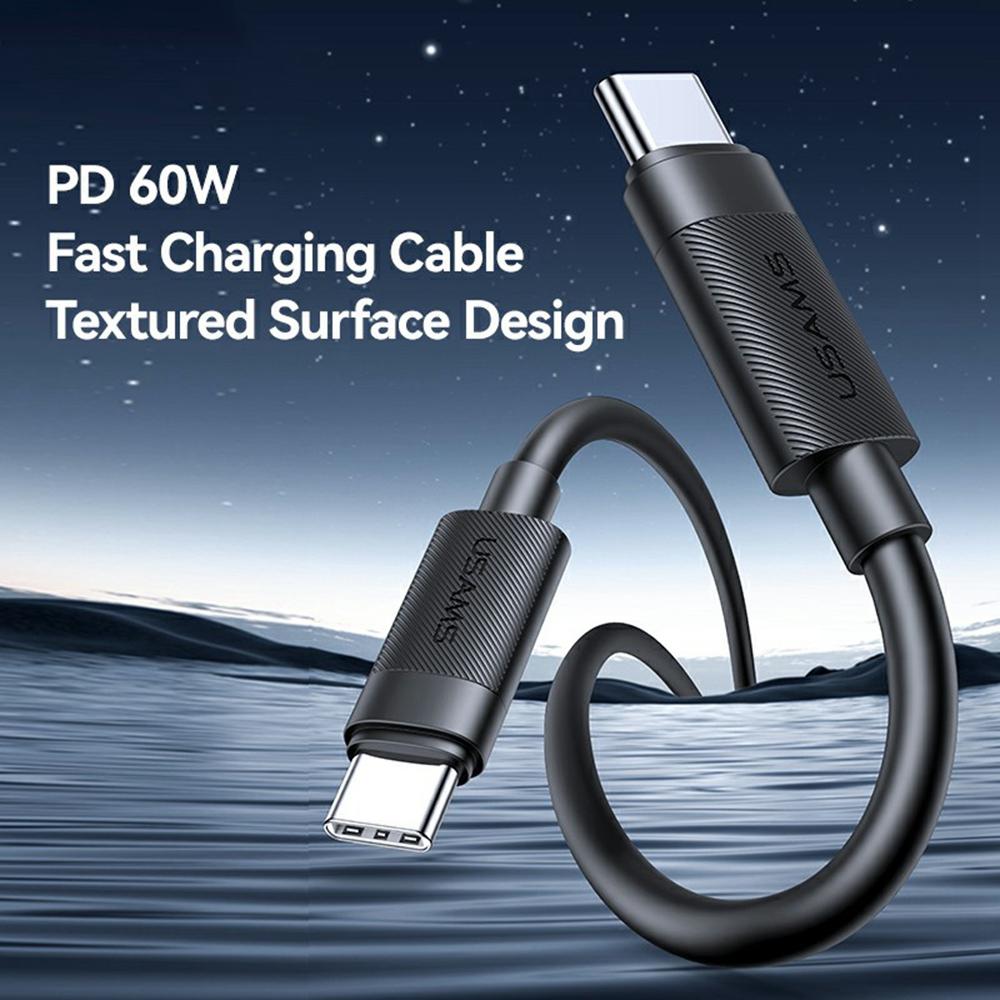 USAMS SJ780 U94 1m PD 60W Fast Charging Cable Type-C To Type-C Data Transfer Cord for Smartphone/Laptop/Tablet