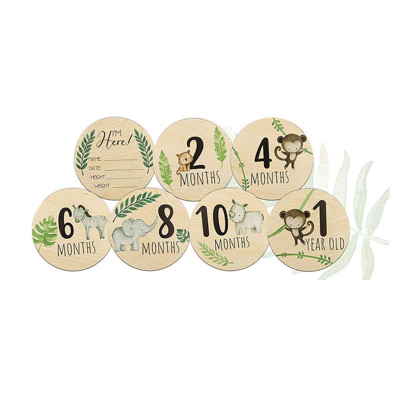 Деревянные карточки с ежемесячными вехами развития ребенка Двусторонние реквизиты для фотографий Диски с вехами развития Карточки с объявлениями о развитии ребенка