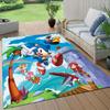 Sonic the Hedgehog Flannel Pattern Square Carpet,Area Rug,Carpet Rug for Living Room Bedroom Sofa Playroom Decor,Non-slip Floor Mat