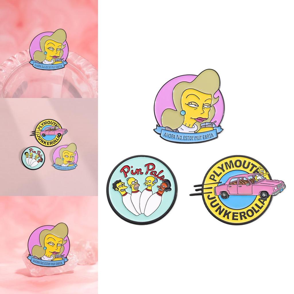 Einzigartige Cartoon-Charakter-Brosche mit lustigen Bowling- und Fahrradmotiven für modische Accessoires