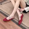 2025 Summer New French Small Man Inner Height Increase Ballet Single Shoes Women's Retro Bow One Pedal Single Shoes