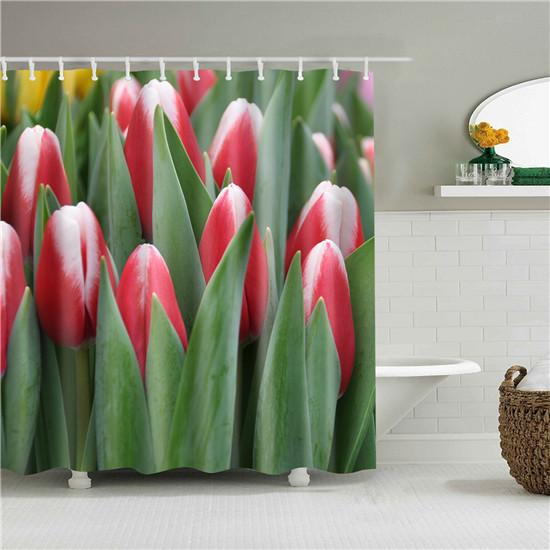 Beautiful Colorful Flower Floral Printed Shower Curtains Frabic Waterproof Polyester Bath Curtain With Hooks 180x180cm