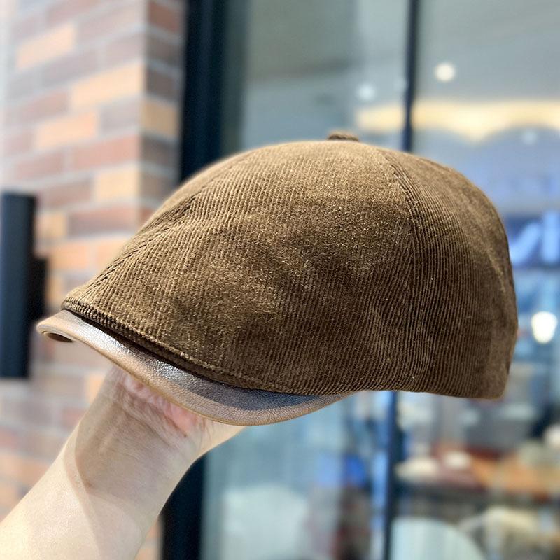 American Street Retro Fashion Forward Hat Men Autumn and Winter Corduroy Beret Women Versatile Face Showing Hat