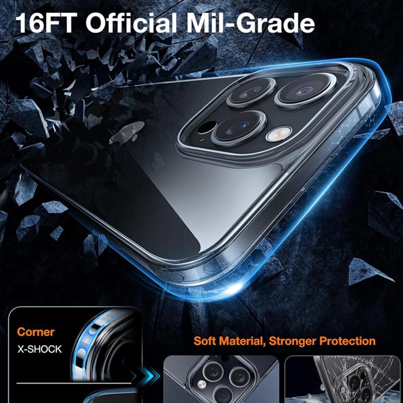 Transparent Black Silicone Case for iPhone 16E 16 15 14 Plus 13 12 Pro Max Ultra Thin Military Grade Soft TPU Back Cover Fundas