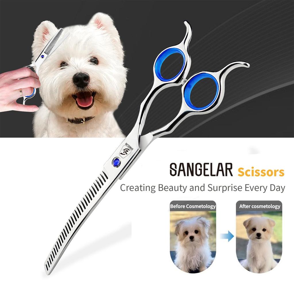 SANGELAR 6.5 Inch Professional Pet Grooming Thinning Scissors, Dog Grooming,4 Kinds Type To Choose, Essential Tools for Pet beauticians,Nice Tools