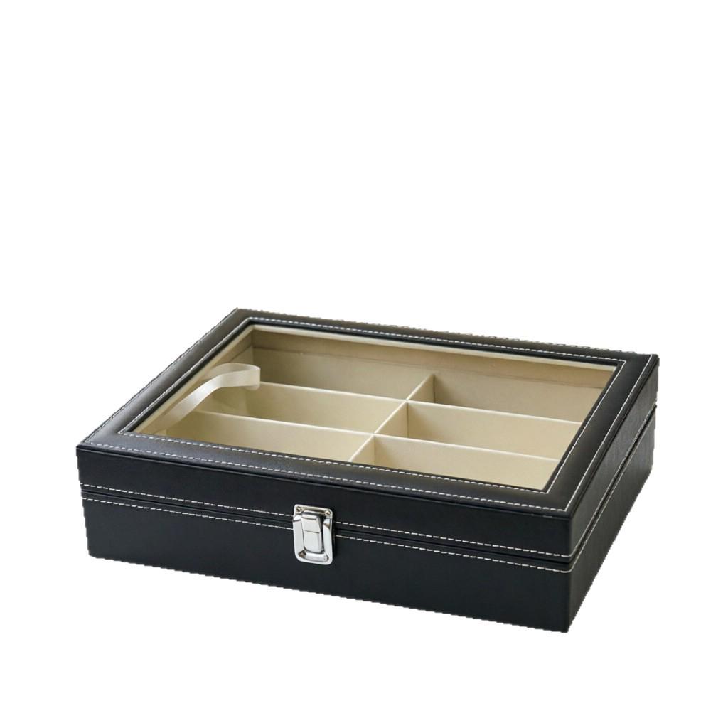 PU Leather 8-Grid Glasses Display Case, Moisture & Dust-Proof Storage for Sunglasses & Polarized Eyewear