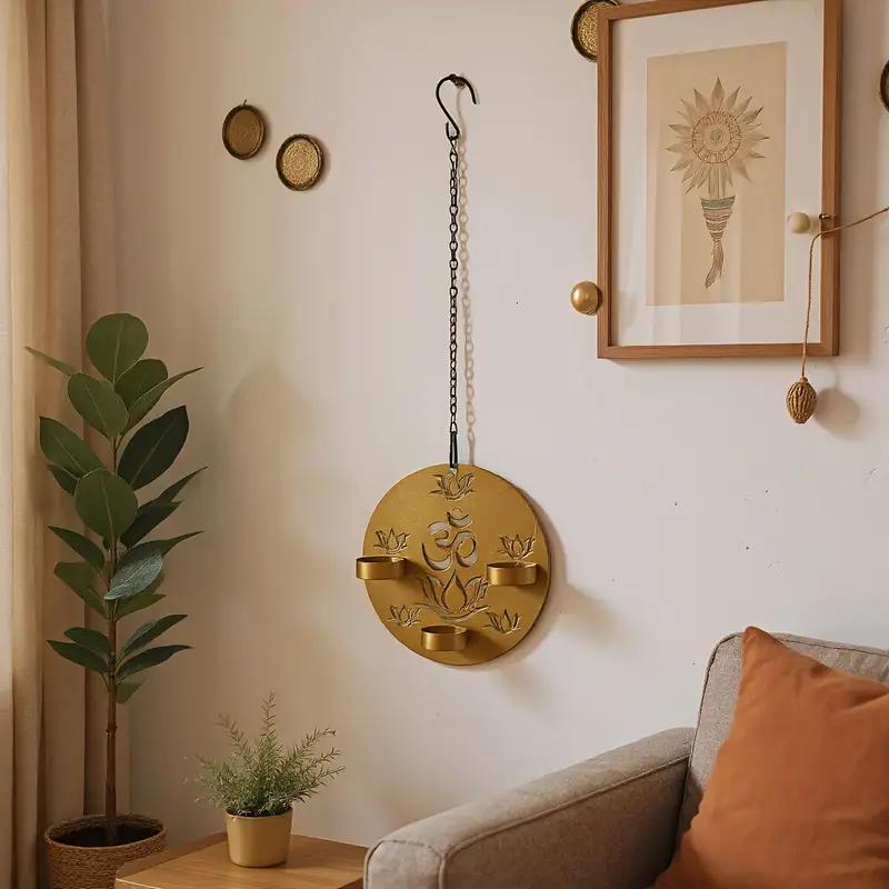 

1pc Metal for Lotus Candle Holder Elegant Wall-Mounted Diwali Hanukkah Decor Happy Diwali Candlestick Decorations for Hanukkah