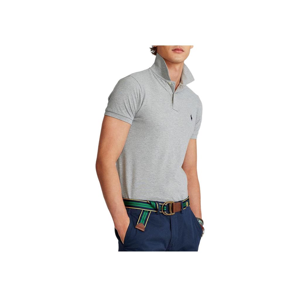 Polo Ralph Lauren Logo Embroidered Slim Fit Straight Cut Short Sleeve Polo Shirt Men tops Gray 710557752-014