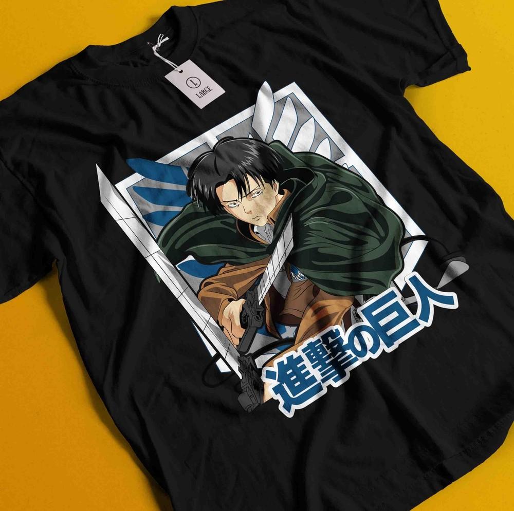 

Футболка Атака Титанов Леви Футболка Микаса АОТ Эрен Аниме Манга Графическая Унисекс Футболка 2XL
