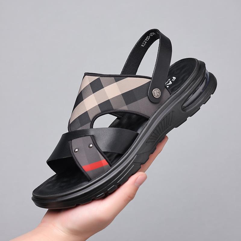 Sandalen Herren Sommer neu Leder Freizeit Strandschuhe Herren rutschfest und verschleißfest Lochschuhe