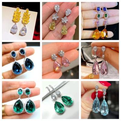 Zircon Oxide Temperament Earrings For Women Attending Banquets Fashion Mosonite Party Jewelry Personality Long Pendant