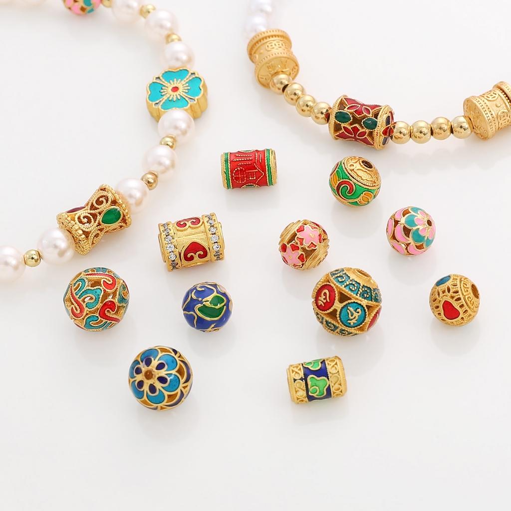 Perline Dorate Sabbiate in Ottone Diamante Intagliato Distanziatore Perline Sfuse Per Collana Braccialetto Fai da Te Gioielli Artigianato Accessori