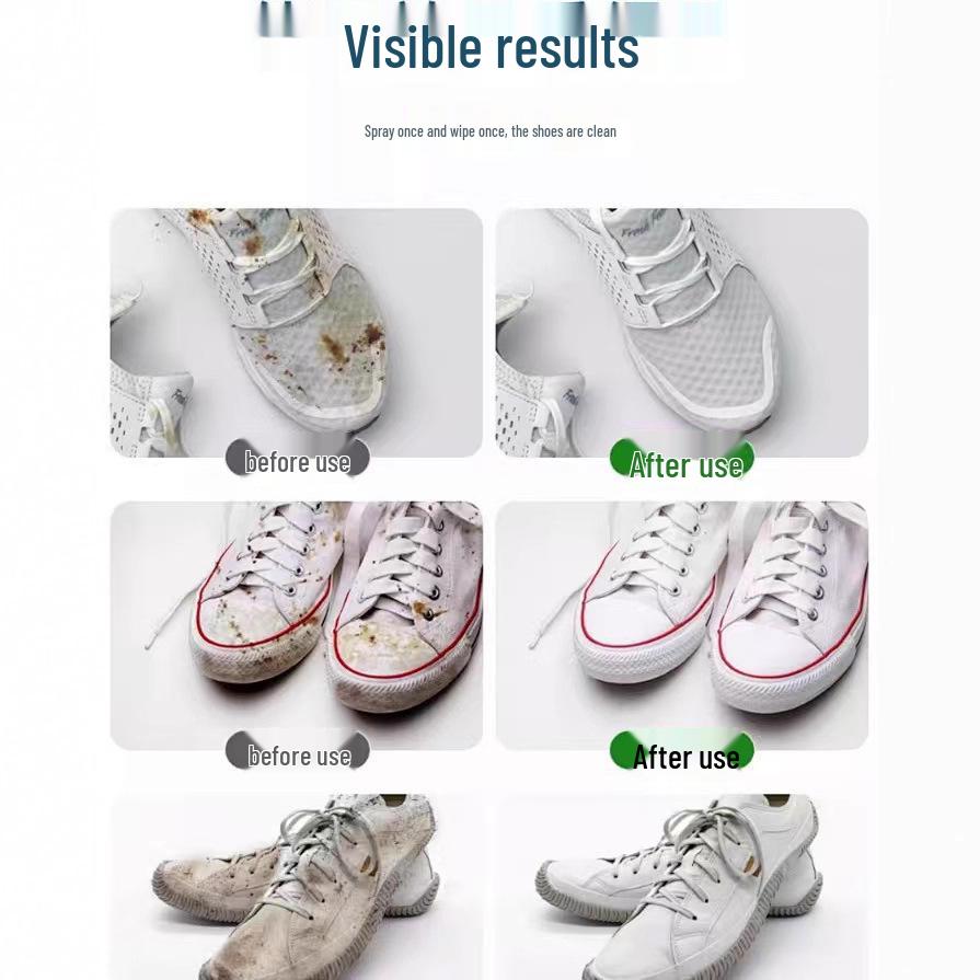 Fast-Acting White Shoe Cleaner: Effective on Yellow and Oil Stains, Easy Clean, No Yellowing