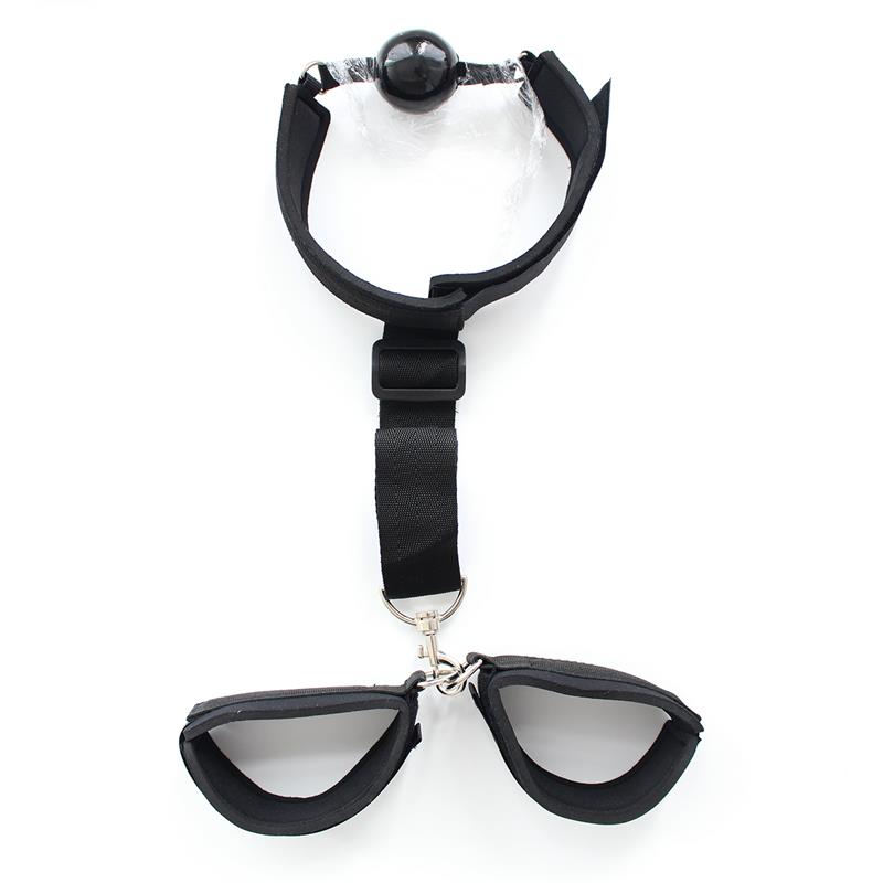 Gag and Handcuffs In Black Restraints