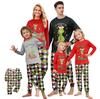 Set de familie drăguț cu imprimeu de Crăciun pijamale, haine de casă, set de familie cu mânecă lungă, pantaloni, top