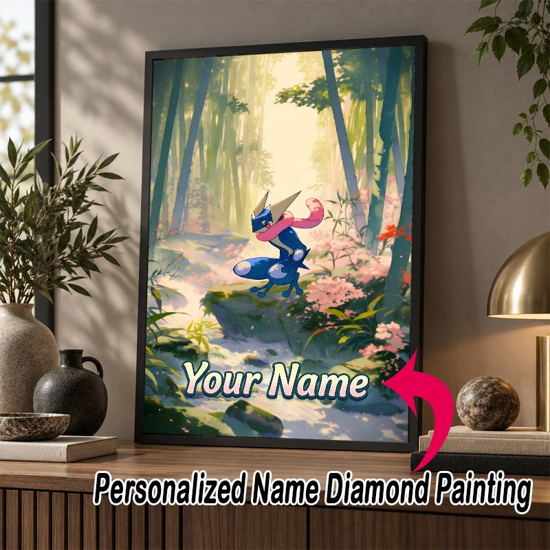 Personalized Greninja Diamond Art Custom Name 5D Diamond Painting Full Drill DIY Craft