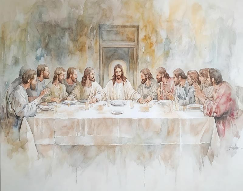 Modern Art Canvas Print of Frameless  The Last Supper of   - High-quality Bright Colors, Religious Wall Decorations in Living Rooms, and Corridors 20x30cm