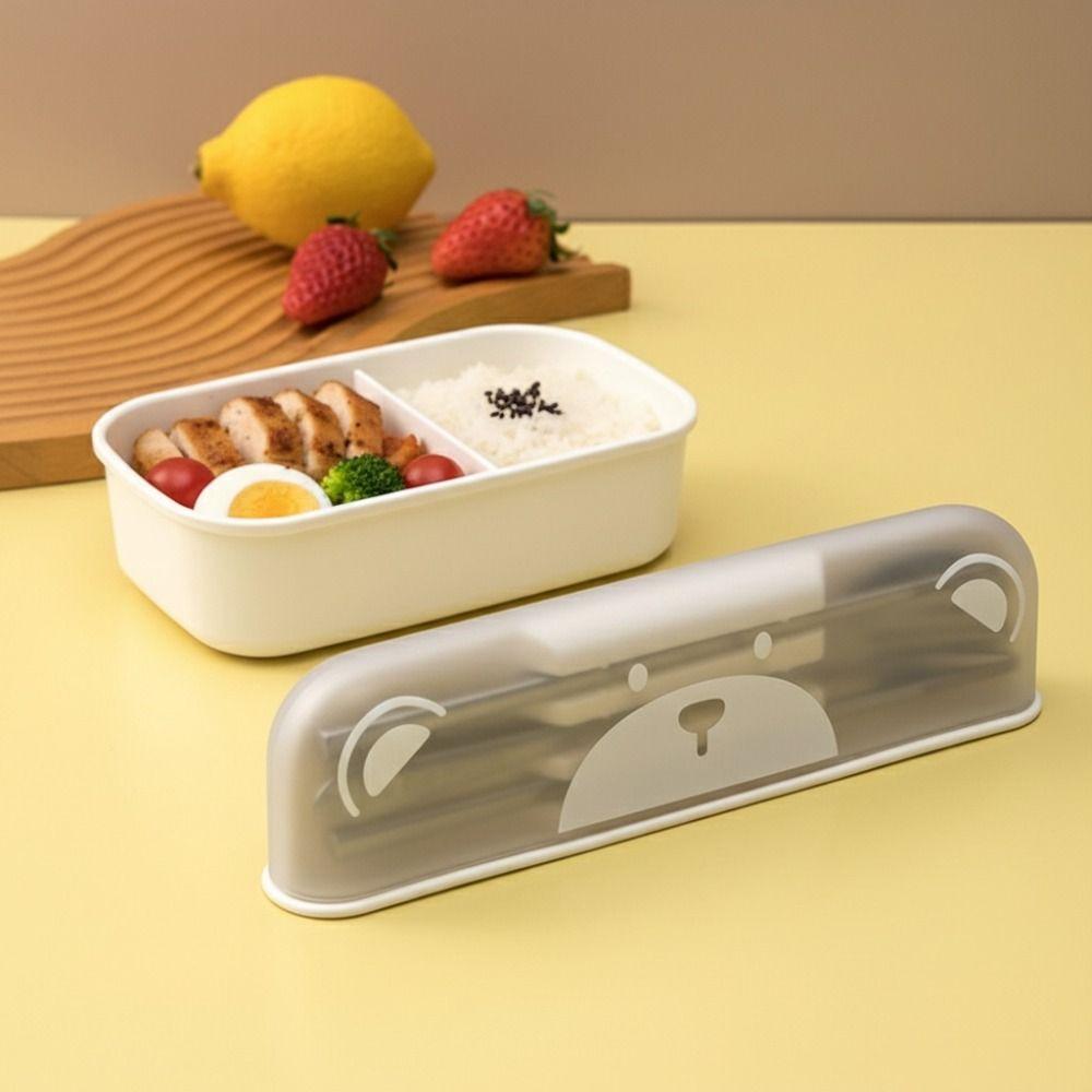3 Pcs/Set 304 Stainless Steel Travel Cutlery Set with Storage Box Anti-slip Student Tableware Set Reusable Rust-proof