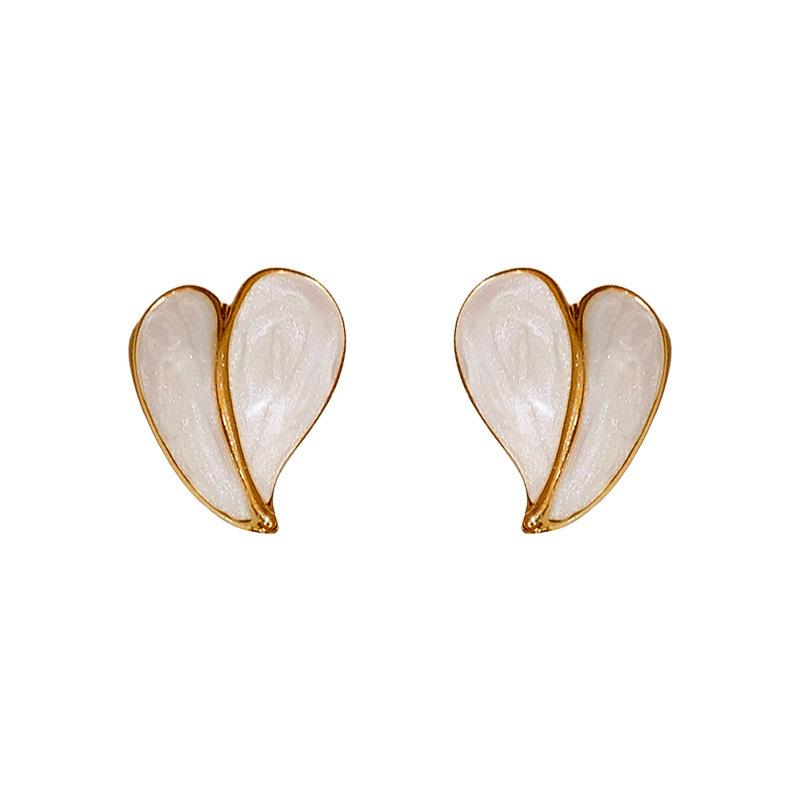 Needle drip glaze love earrings earrings women's light luxury high-end niche design women's heart-shaped ear jewelry