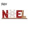 Wood Letter Ornament Wooden Christmas Table Sign, XMAS SNOW NOEL Tabletop Sign with Noel Base, Hollow Centerpiece for Xmas Party Decor Festive Signs