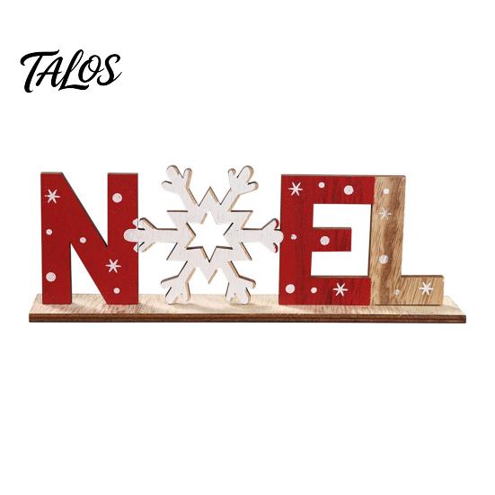 Wood Letter Ornament Wooden Christmas Table Sign, XMAS SNOW NOEL Tabletop Sign with Noel Base, Hollow Centerpiece for Xmas Party Decor Festive Signs