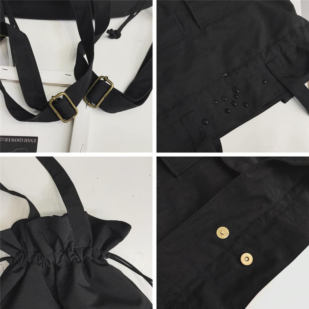 SURCHAR Drawstring Tote Bag, Nylon Backpack, Women's, Handbag, Shoulder Bag, 2-Way, Lightweight, Large Capacity, Casual, Solid Color, Stylish, Cute,